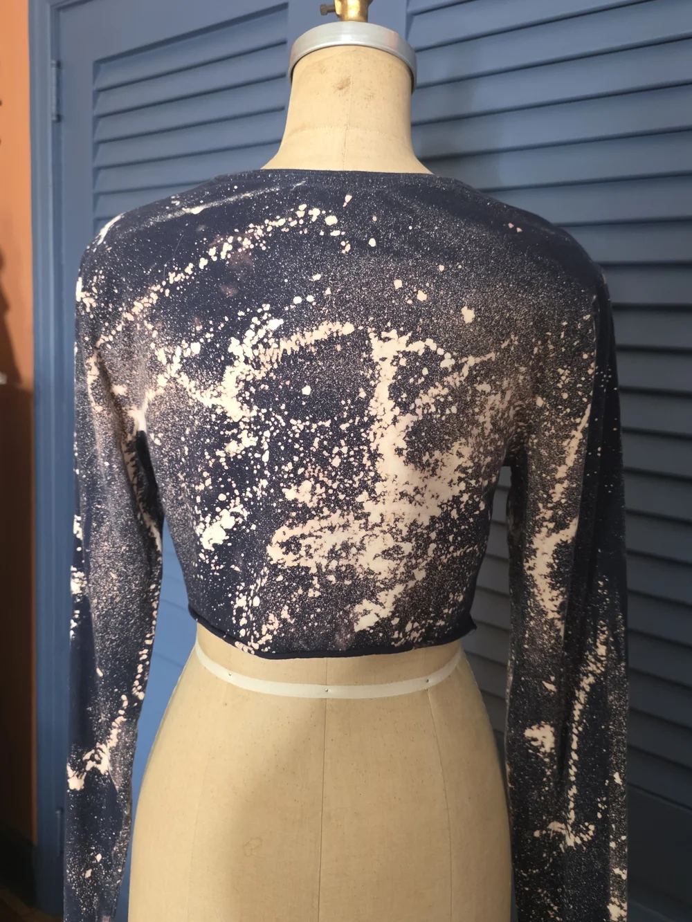 Zara Trafaluc Bleach Splatter Cropped Long Sleeve Top - Size M